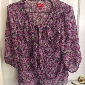 Floral button down top