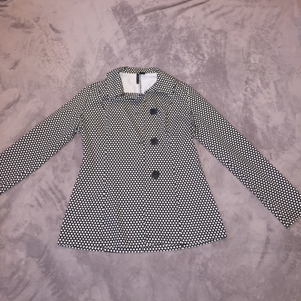 Black and white polka dot cotton jacket