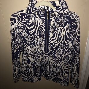 Lilly 3/4 zip pullover.Print bright navy entourage