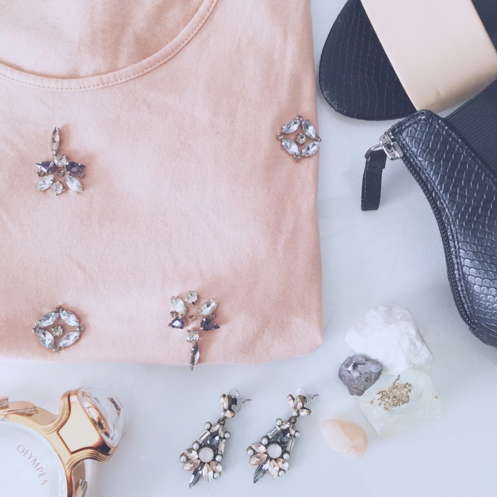 LOFT embellished pink top