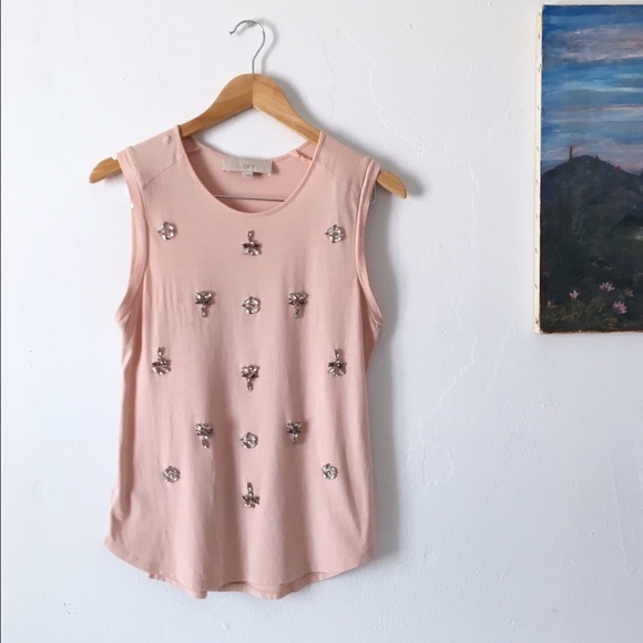 LOFT embellished pink top - Picture 7 of 7