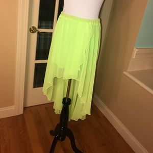 Neon sheer lined short to long skirt