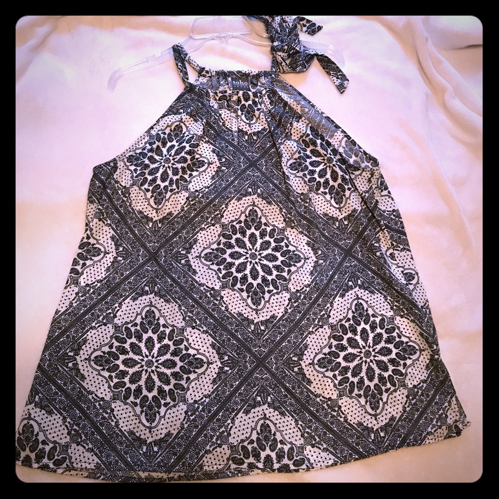 Navy and white bandana tank top