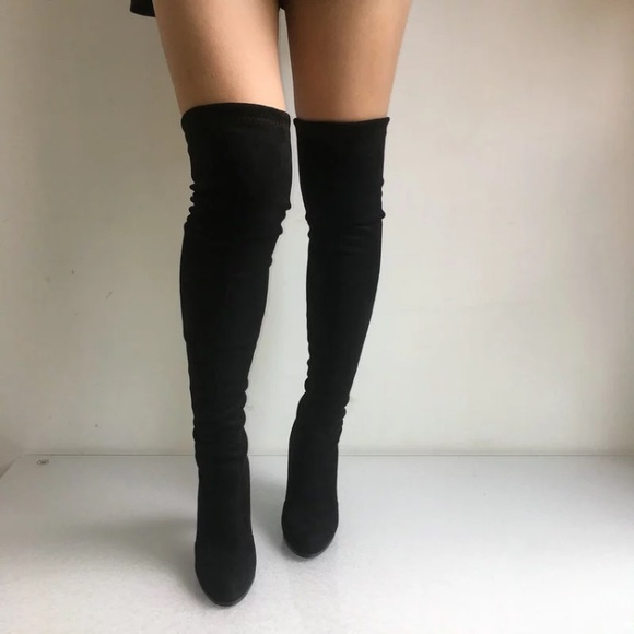Black suede thigh high heels - Picture 2 of 5