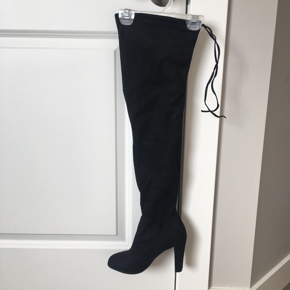 Black suede thigh high heels - Picture 3 of 5