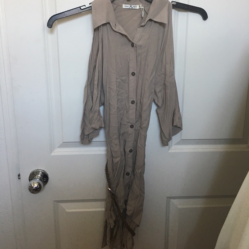 Off shoulder tunic with belt