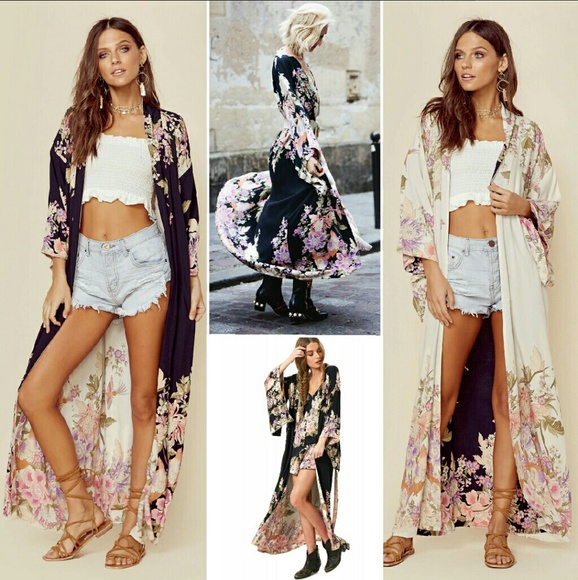 New spell blue skies reversible kimono luxe gypsy - Picture 4 of 7