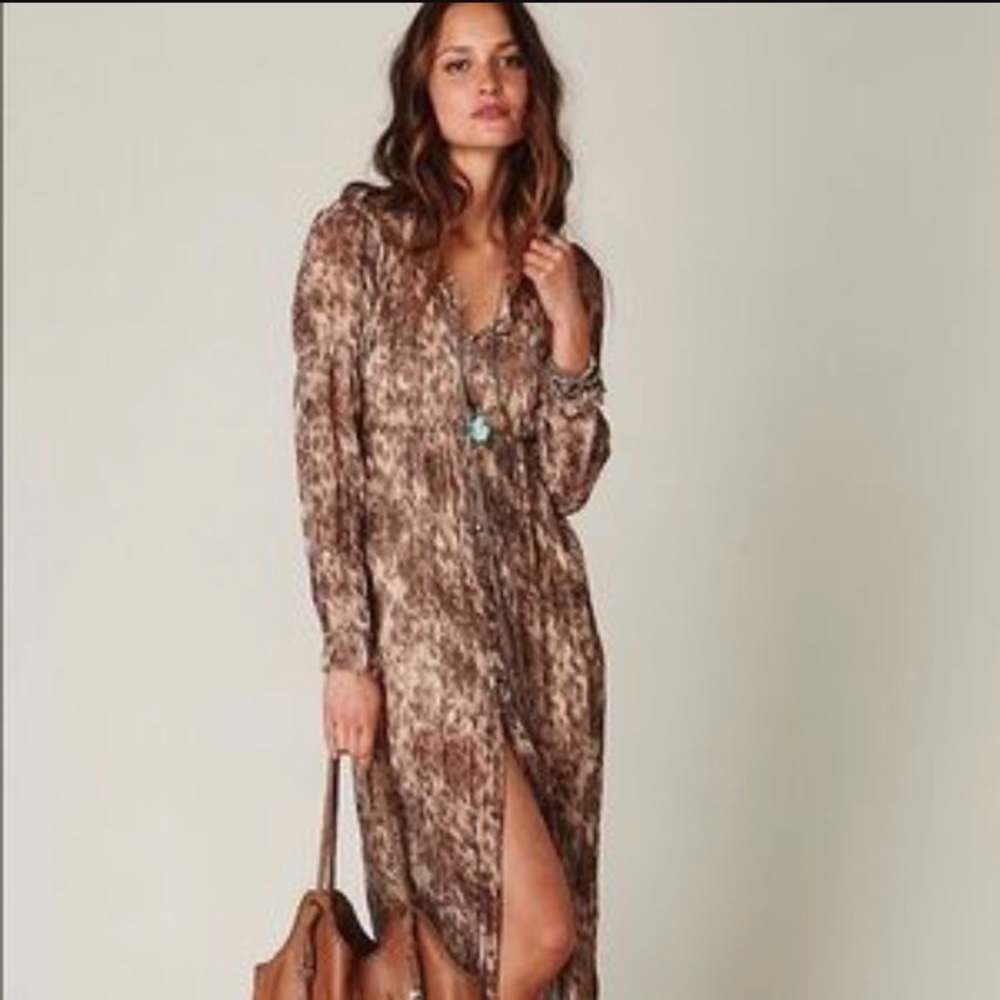 Free People Leopard Duster sheer long cardi M