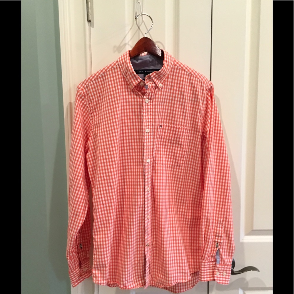 Tommy Hilfiger Orange Gingham Button Up