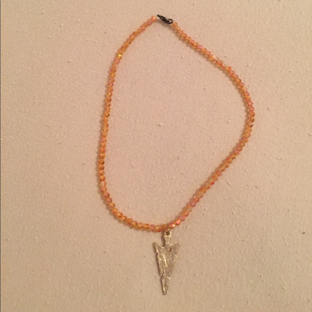 Orange & Gold arrow necklace.