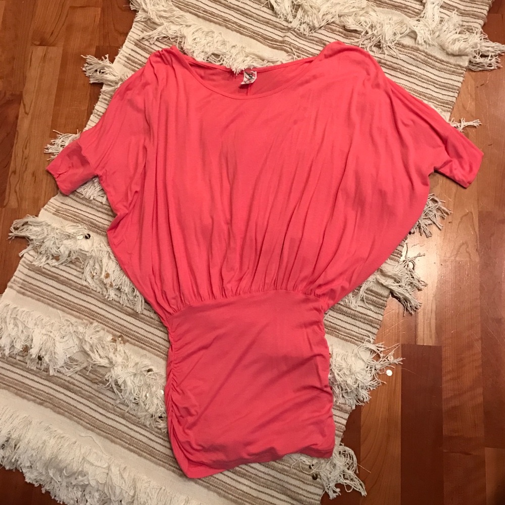 Bat Wing Pink Dress with Bodycon Skirt