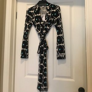 New! DVF Black and Blue Wrap Dress