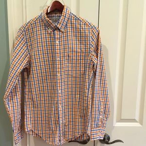 J. Crew Orange and Blue Gingham Button Up