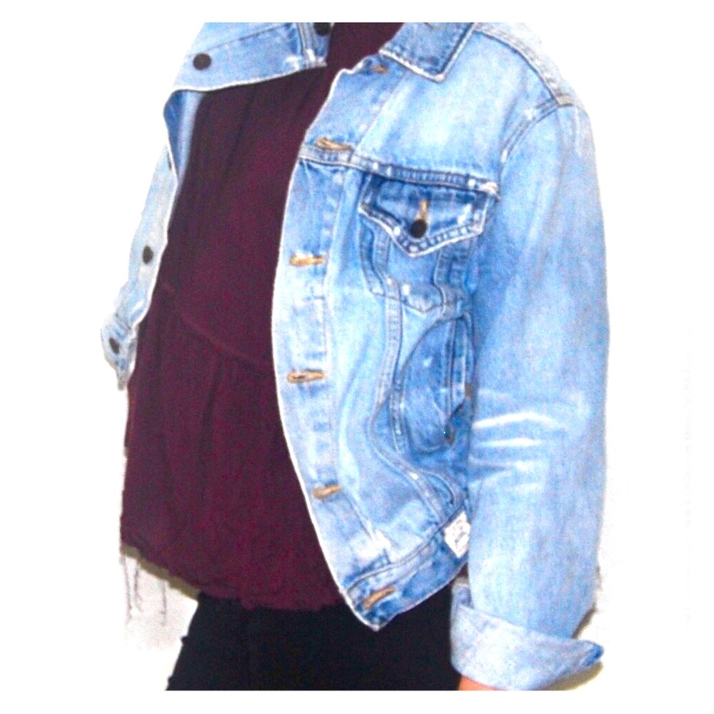 Distressed jean jacket