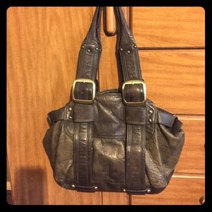 Beautiful Sabina olive green leather handbag.