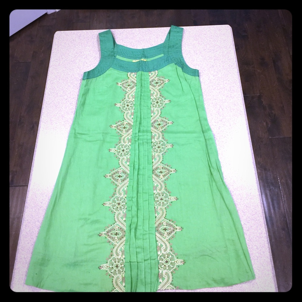 Green beaded Anthropologie shift