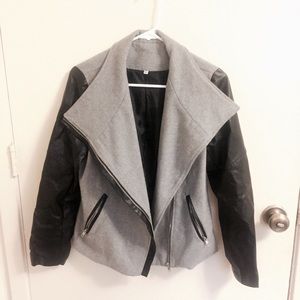 SheIn Grey Zipper Color Block Jacket