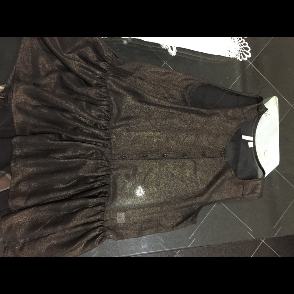 Chiffon shirt peplum style black gold