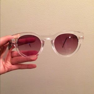 Lucky Brand Clear Retro Sunglasses Gold Rim NWT