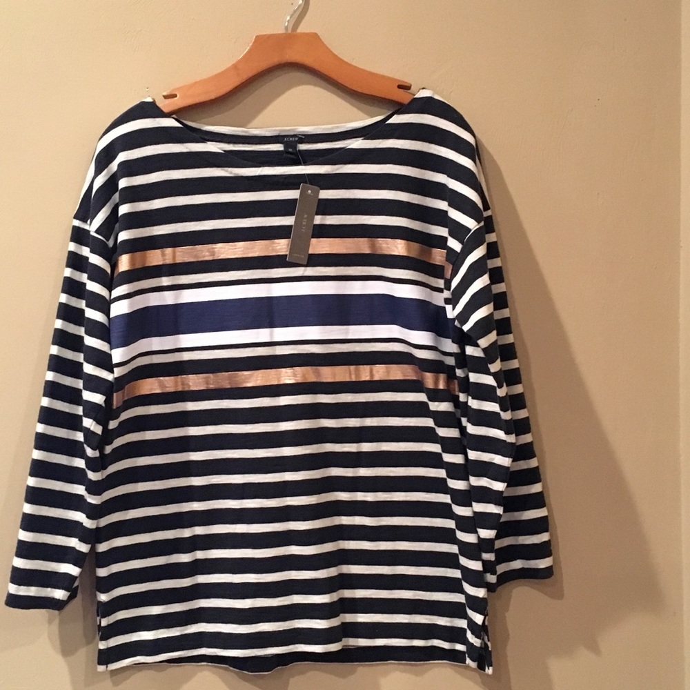 J. Crew Long Sleeve Cotton Boatneck Shirt