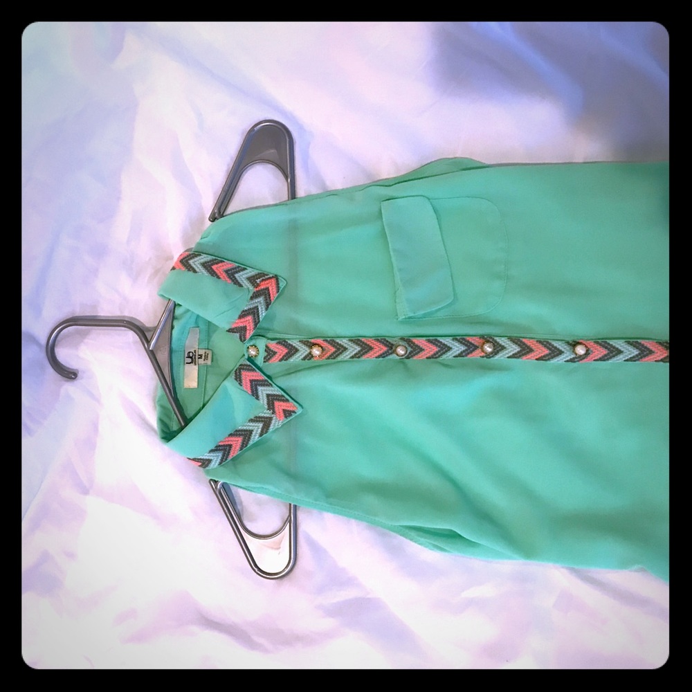 Mint green button up