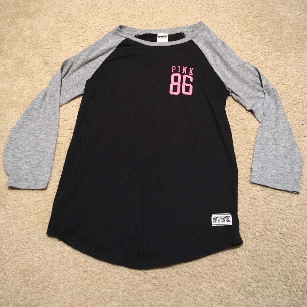 VS Pink, black and gray baseball tee