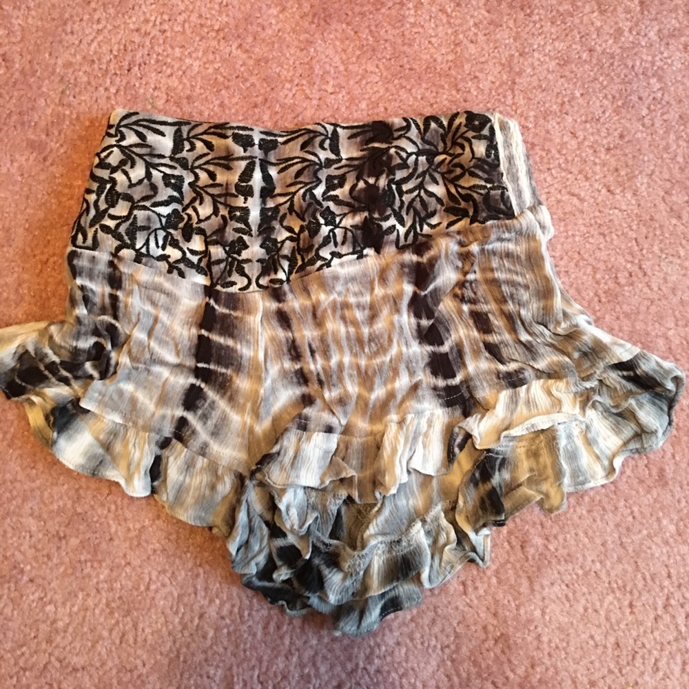 Tie dye embroidered shorts