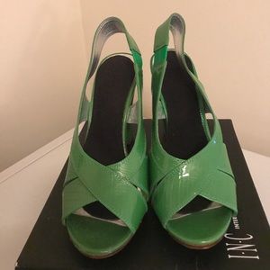 Lime green sling back sandals