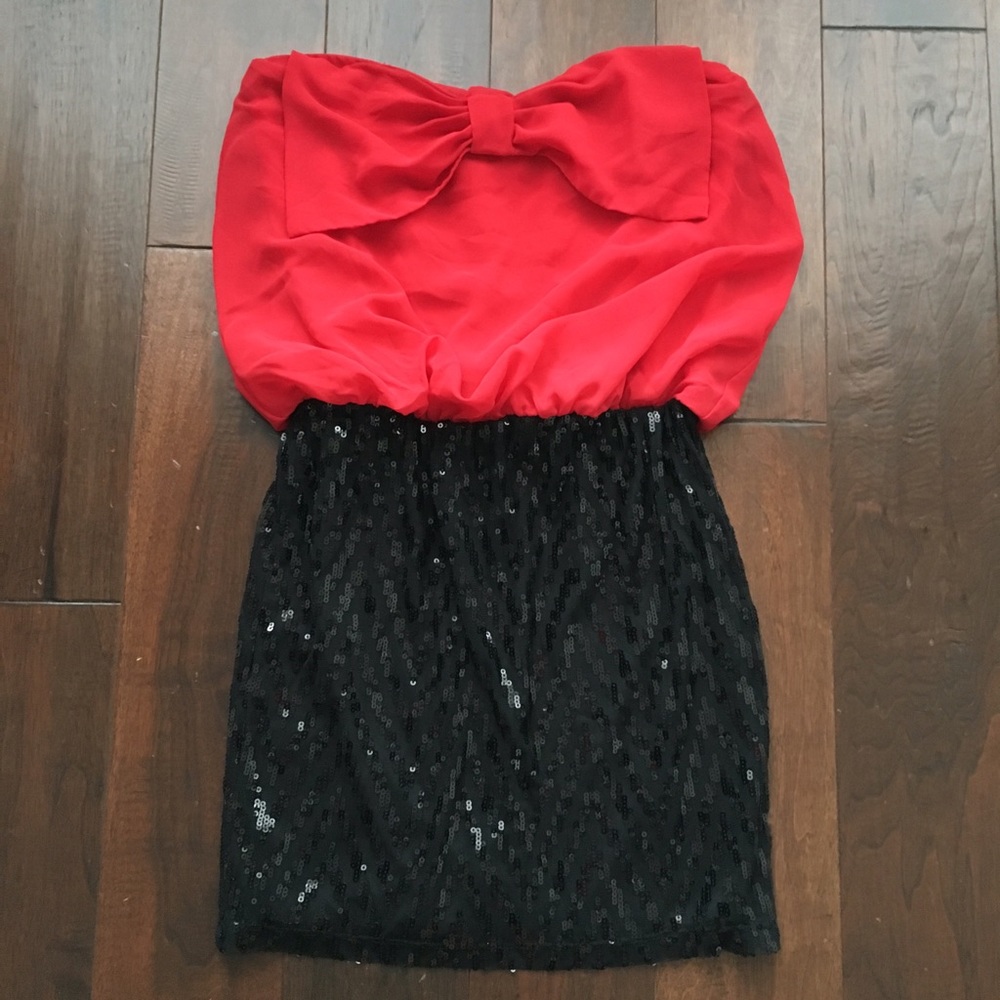 Strapless sequin dress