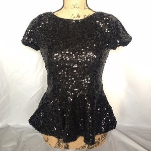 Black sequin peplum top