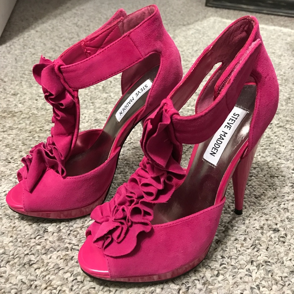 Steve Madden platform pink suede heels Sz 6.5