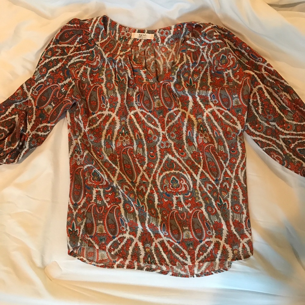 Paisley orange print top