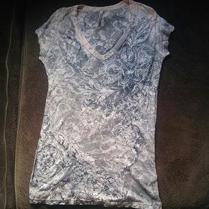 American Age Fitted Studded Sheer Top