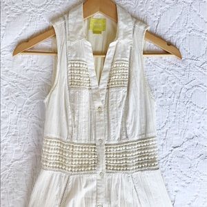 Anthropologie Cream Button-down Midi Dress