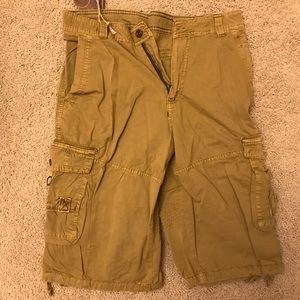 Men's Relaxed Long Cargo Shorts Baggy 32 Khaki