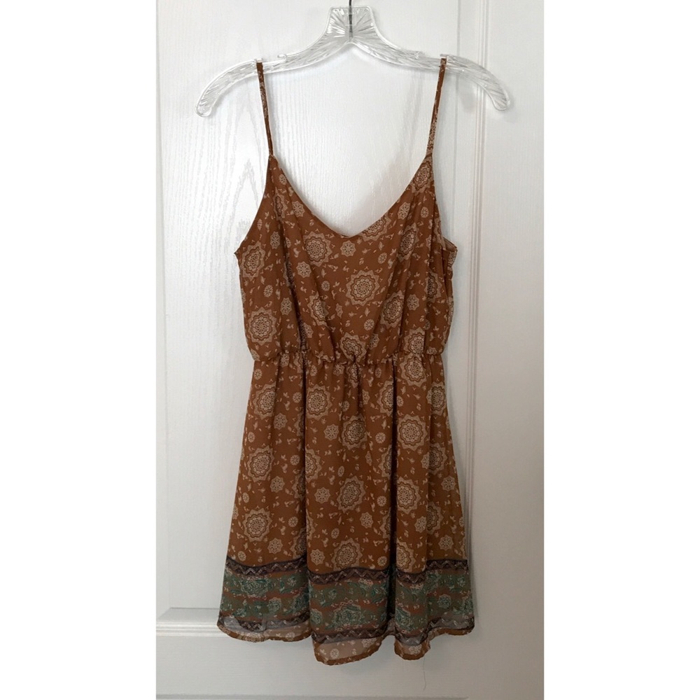 ❁∙Brown Tobi Mandala Print Mini Dress∙❁