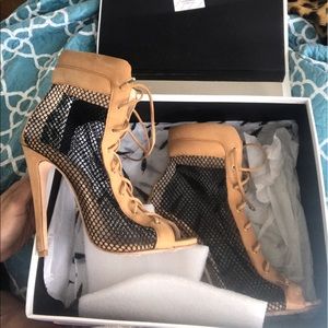 Open toe booties with laces