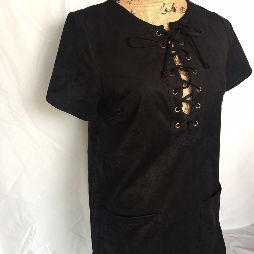 Black suede dress