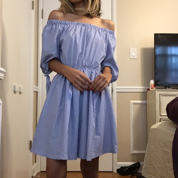 Dresses & Skirts - Blue and white off the shoulder summer dress