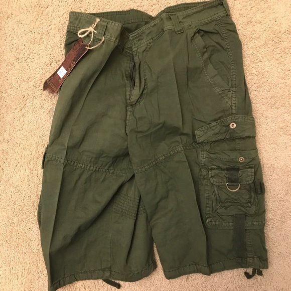 Other - Men's Relaxed Long Cargo Shorts Baggy 32 Green