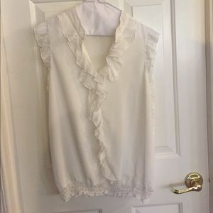 White ruffle blouse