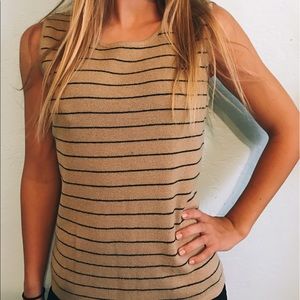 Chico's tan and black striped tank top