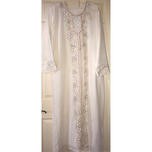 White Bejeweled Moroccan Kaftan