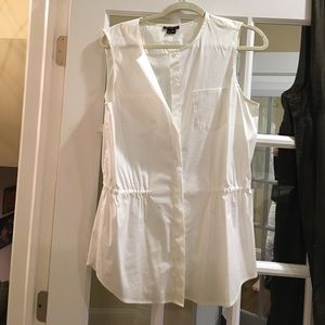 White sleeveless theory blouse