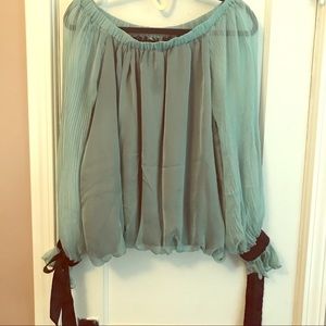 Seafoam Green Flowy Top