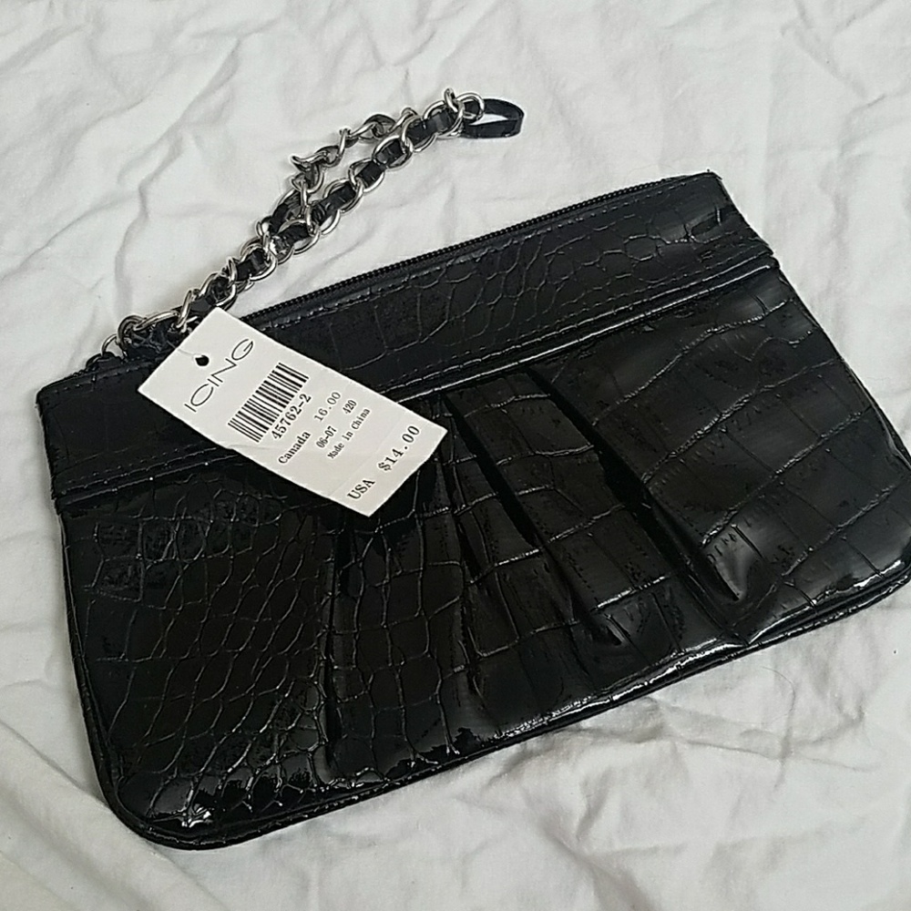 $ Crocodile "patent leather" style clutch $