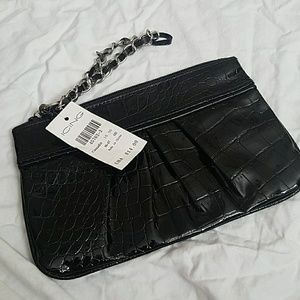 $ Crocodile "patent leather" style clutch $