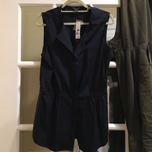 Navy blue sleeveless blouse