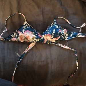 Ralph Lauren blue floral wrap bikini top