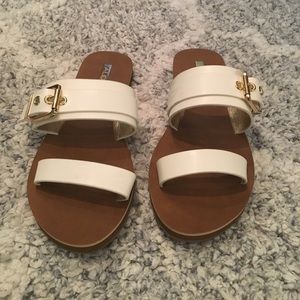 Aldo White Buckle Sandals